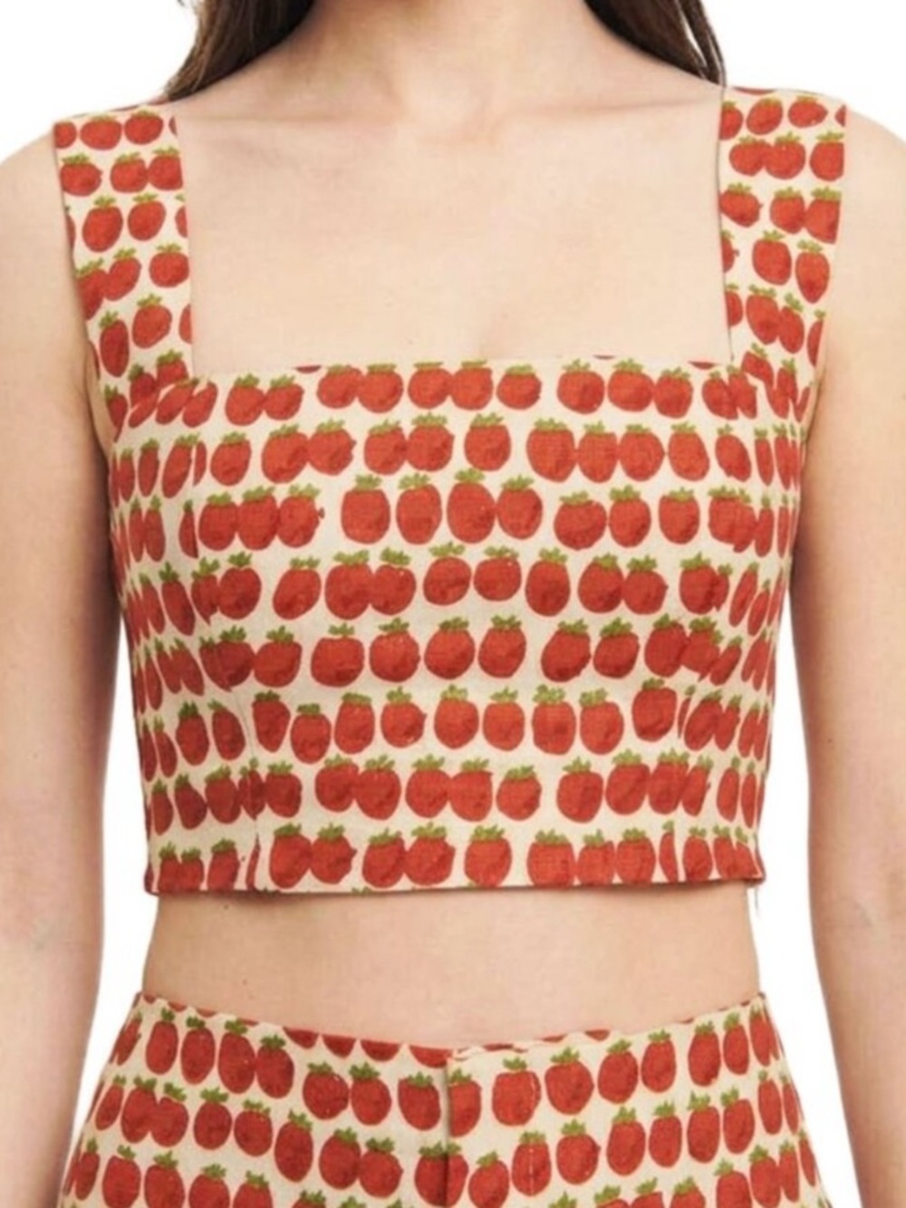 Reformation Jasmine Linen Crop Top Tank Fresh Tomato Size 4